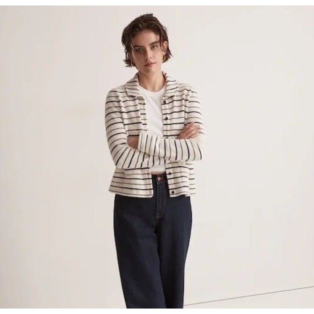Womens Size M Madewell Striped Button Front Cardigan EUC